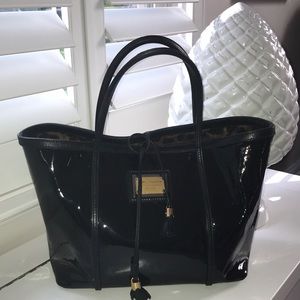 Dolce & Gabbana black patent leather tote bag